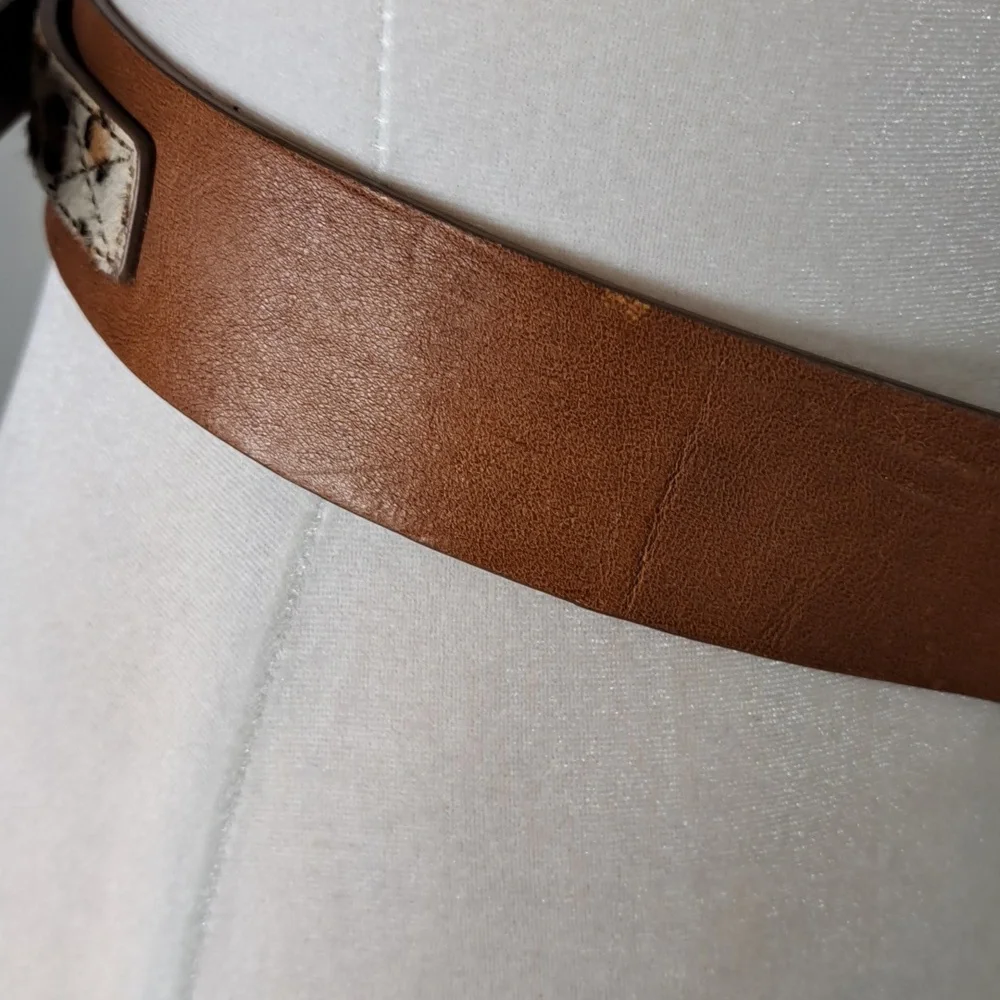 Chico’s Belt Arlie Animal Spring Haircalf Belt Size Medium Genuine Leather India